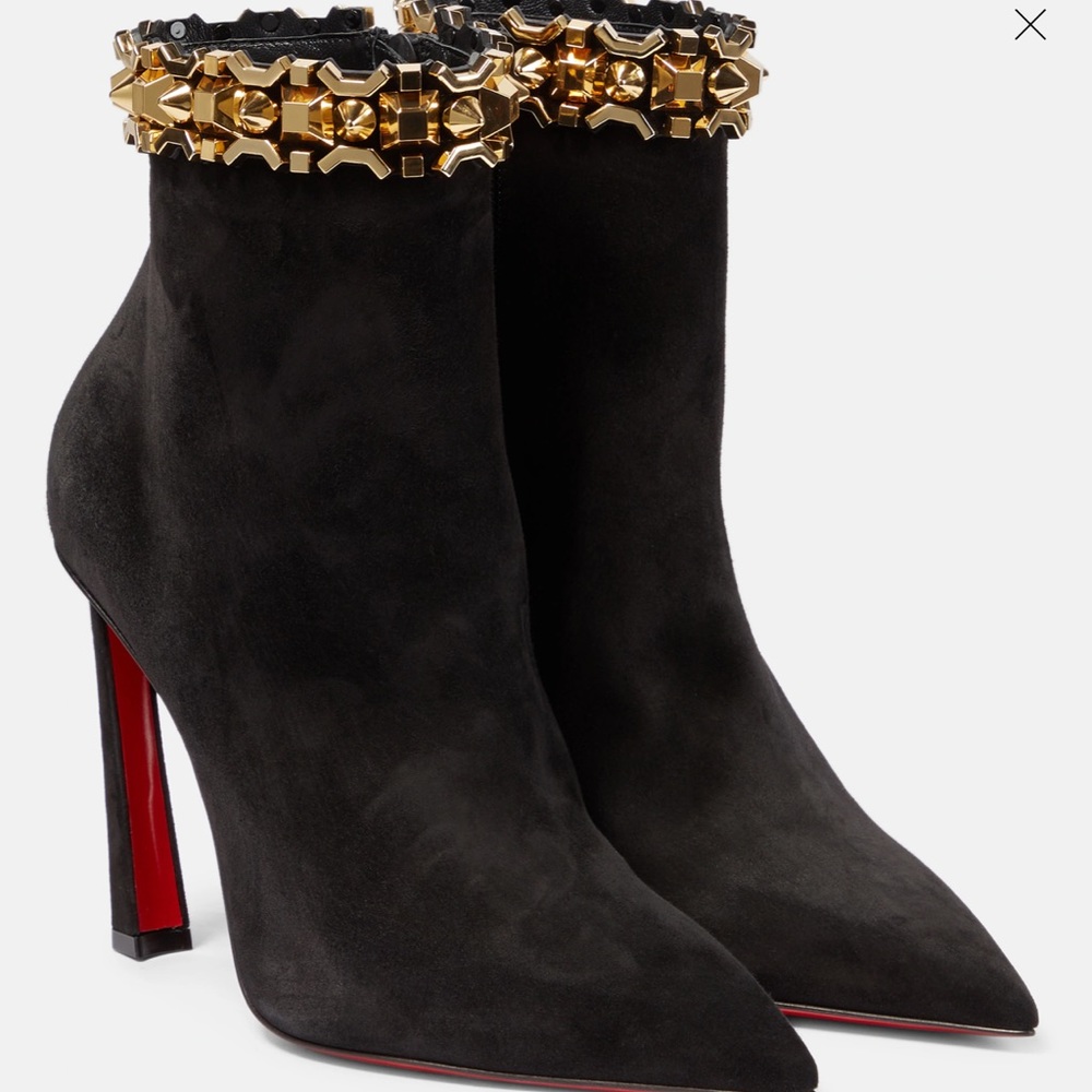 Christian Louboutin Asteroispikes Booty Embellished Suede Ankle Boots Booties 39